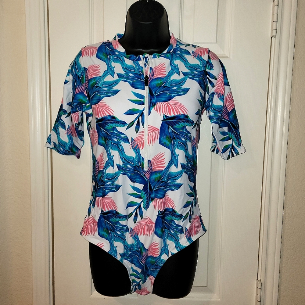 One Piece Zip-up Swimsuit - Size Large  - never used